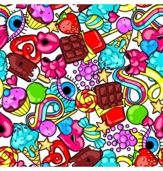 Background with colorful sticker candy sweets and Royalty Free Vector