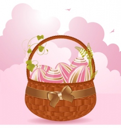 Easter egg and spring flowers on pink gingham Vector Image