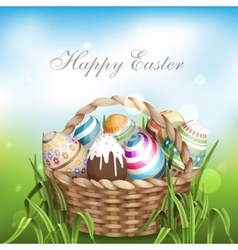 Easter Background With A Basket Royalty Free Vector Image