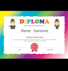 preschool kids diploma certificate template vector image by kraphix