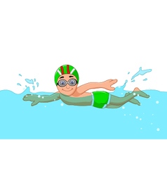 Cartoon little girl swimmer in the swimming pool Vector Image