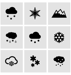 Black snowflake icons set Royalty Free Vector Image