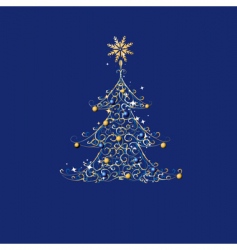 Christmas tree on black background Royalty Free Vector Image