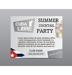 summer cocktail party poster layout template with vector image party layout template