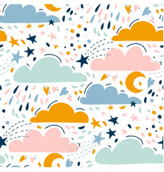 Seamless pattern with cute clouds Royalty Free Vector Image