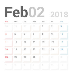 february 2018 weekly calendar