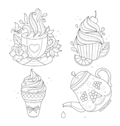 coloring page alice in wonderland mad tea party vector image