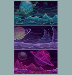 Set different space objects asteroids Royalty Free Vector