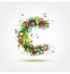 Floral letter w for your design Royalty Free Vector Image