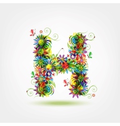 Floral letter w for your design Royalty Free Vector Image