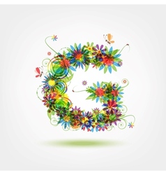 Floral letter w for your design Royalty Free Vector Image