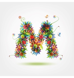 Floral letter w for your design Royalty Free Vector Image