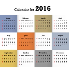 Calendar for 2016 Royalty Free Vector Image - VectorStock