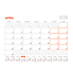 2018 year calendar template