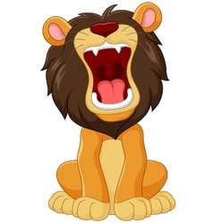 cartoon happy lion roaring isolated vector image