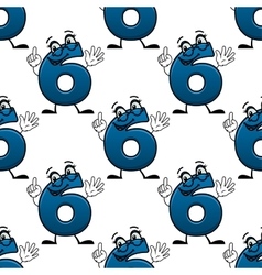 cartoon number six seamless pattern vector image