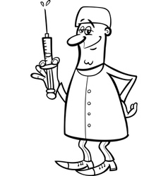 Thinking doctor black and white cartoon Royalty Free Vector Thinking doctor black and white cartoon Royalty Free Vector