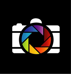 Camera with colorful aperture- photography logo Vector Image