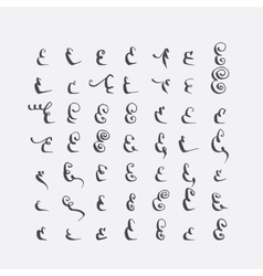 Set of art calligraphy letter e with flourish of Vector Image Set of art calligraphy letter e with flourish of Vector Image