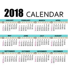 yearly calendar 2018 template