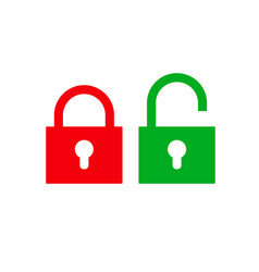 Flat Lock Unlock Icon Set Color Style Royalty Free Vector