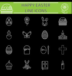 Happy easter line icon set Royalty Free Vector Image