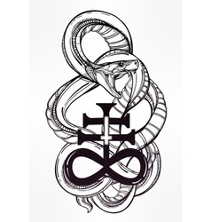 snake with satanic cross royalty free vector image snake with satanic cross royalty free vector image