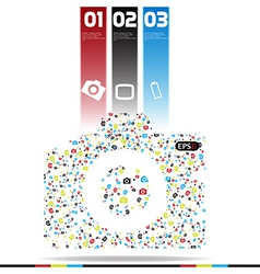 Old vintage camera with bird Royalty Free Vector Image