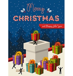 Merry Christmas teamwork card Royalty Free Vector Image