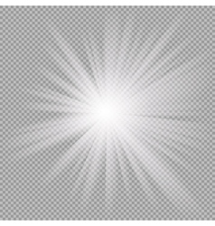 White glowing light burst on transparent Vector Image