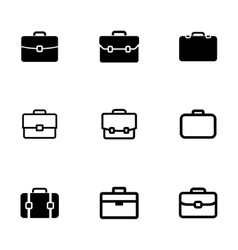 Black briefcase icons set Royalty Free Vector Image