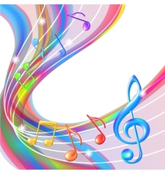  Colorful musical notes staff background on white Vector Image