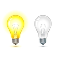 Glowing and turned off light bulb vector image