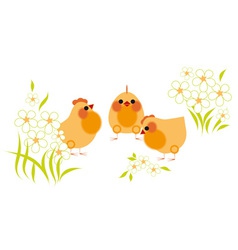 Chickens and flowers vector image
