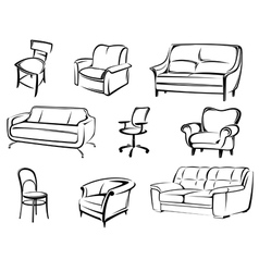 Furniture objects vector image