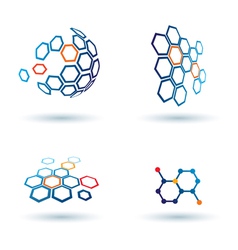 Hexagonal abstract icons business and communicatio vector image