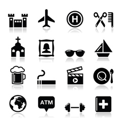 Travel tourism and transport icons set - vector image