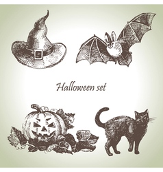 Hand drawn halloween set vector image