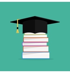 Academic books with hat on they Graduation cap Academic books with hat on they Graduation cap vector image