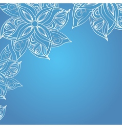 Blue background with floral ornament vector image