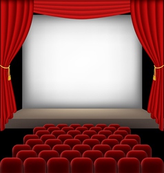Cinema auditorium with red seats and curtains vector image