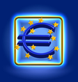 Euro currency sign neon icon vector image
