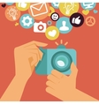 Digital camera in flat retro style Digital camera in flat retro style vector image