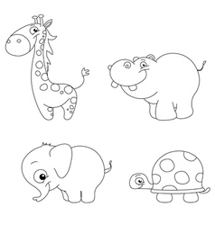 Outlined cute animals vector image