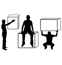 Set of silhouettes with boxes vector image