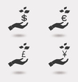 Hand with growing money icon vector image