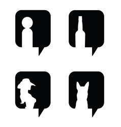 Speech bubble in black with icon set Speech bubble in black with icon set vector image