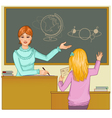 Teacher at blackboard asks children vector image