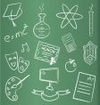 Chalkboard with graduation icons vector image