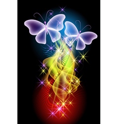 Smoke stars and butterflies vector image